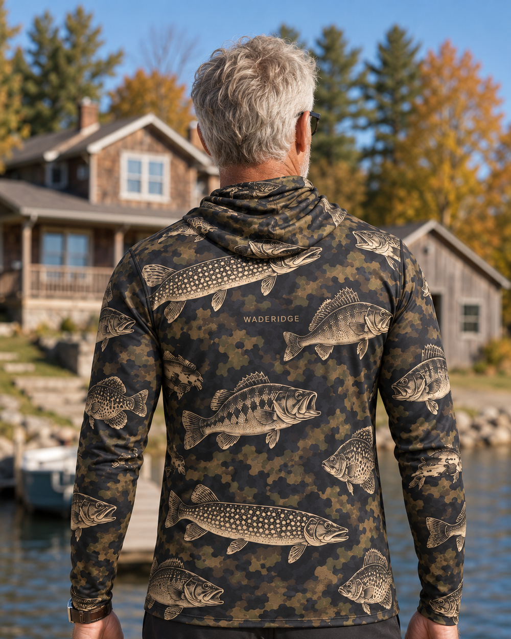 Backwater Camo gaiter hoodie — back-angle-m10