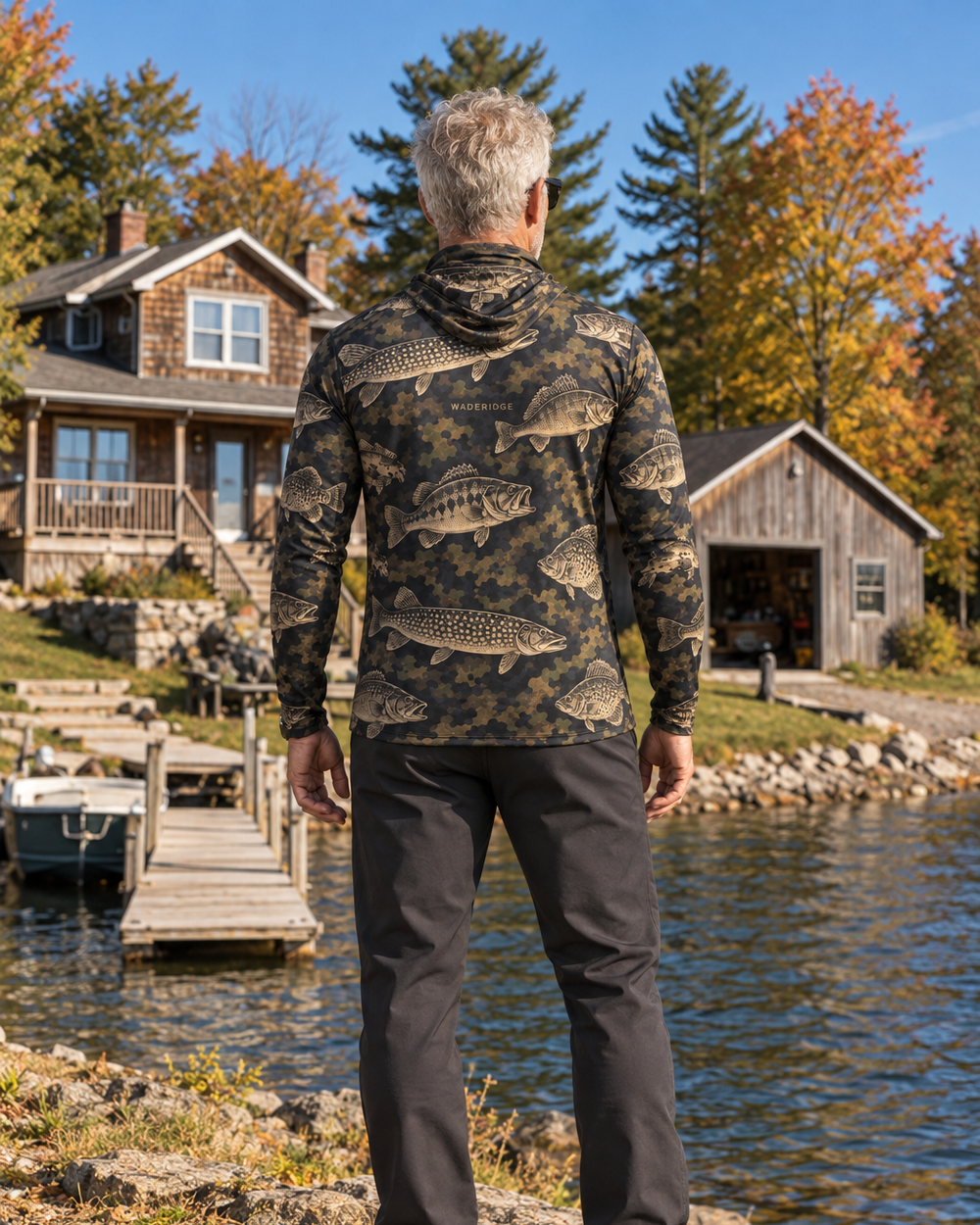 Backwater Camo gaiter hoodie — back-m10