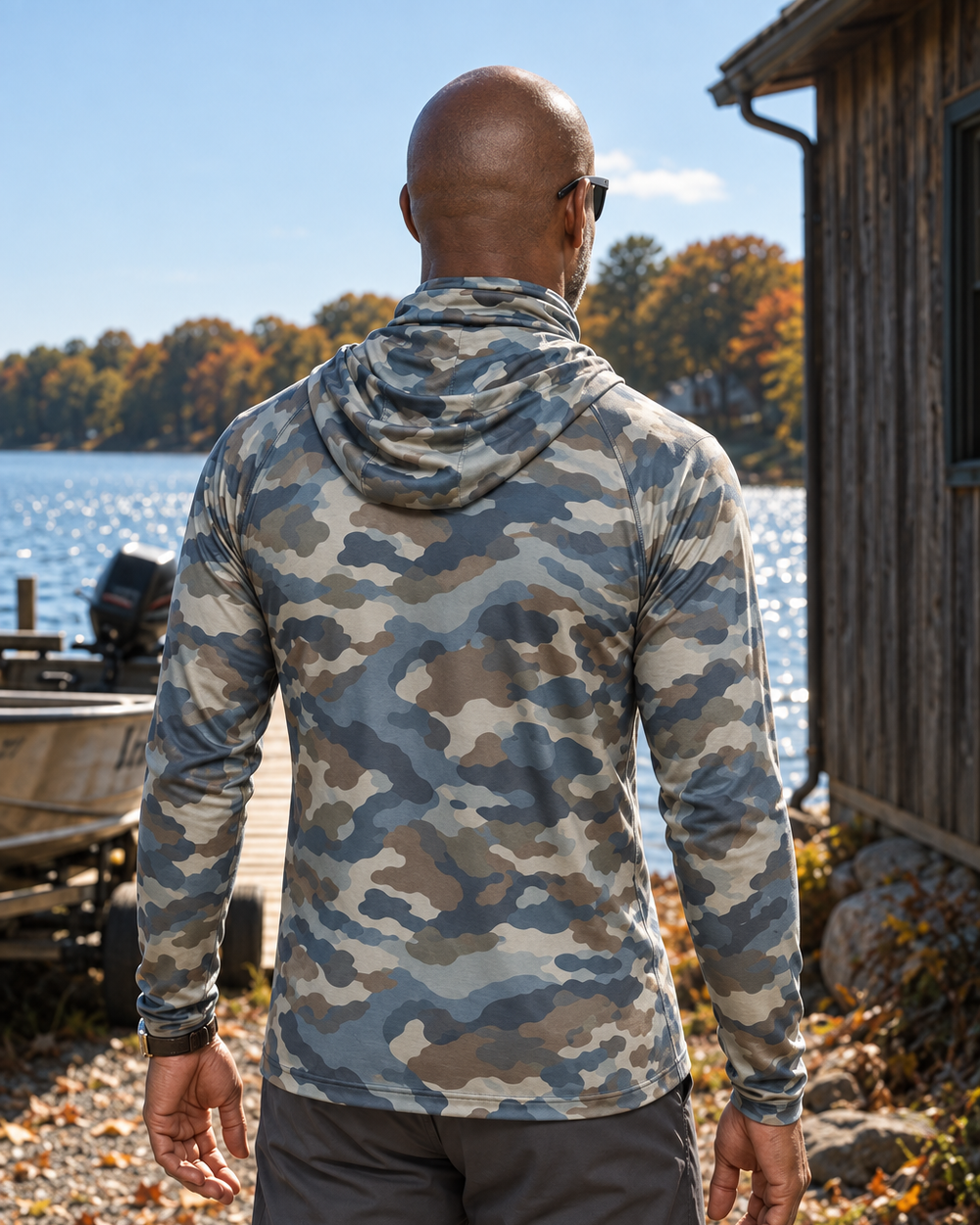 Wade Camo gaiter hoodie