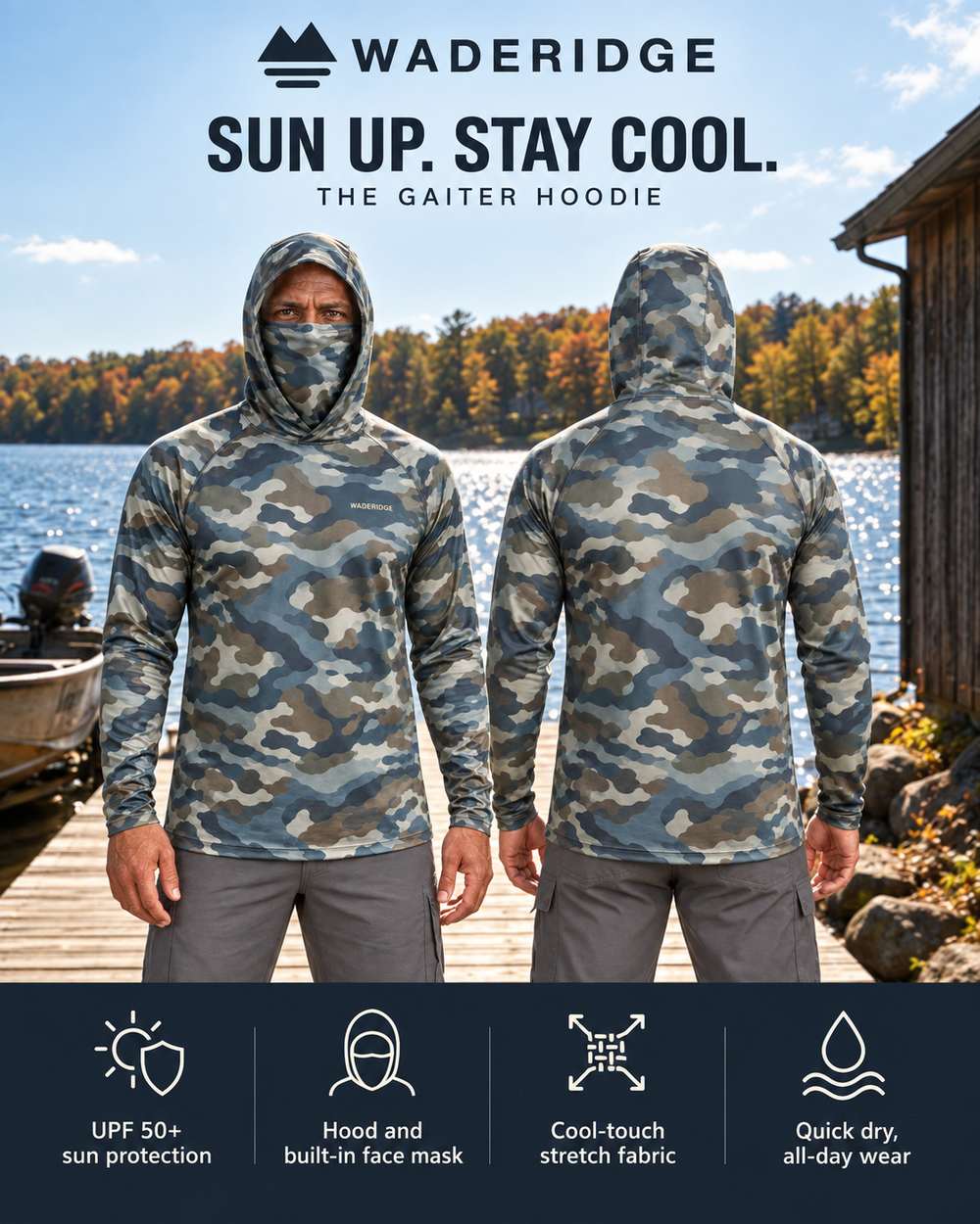 Wade Camo gaiter hoodie