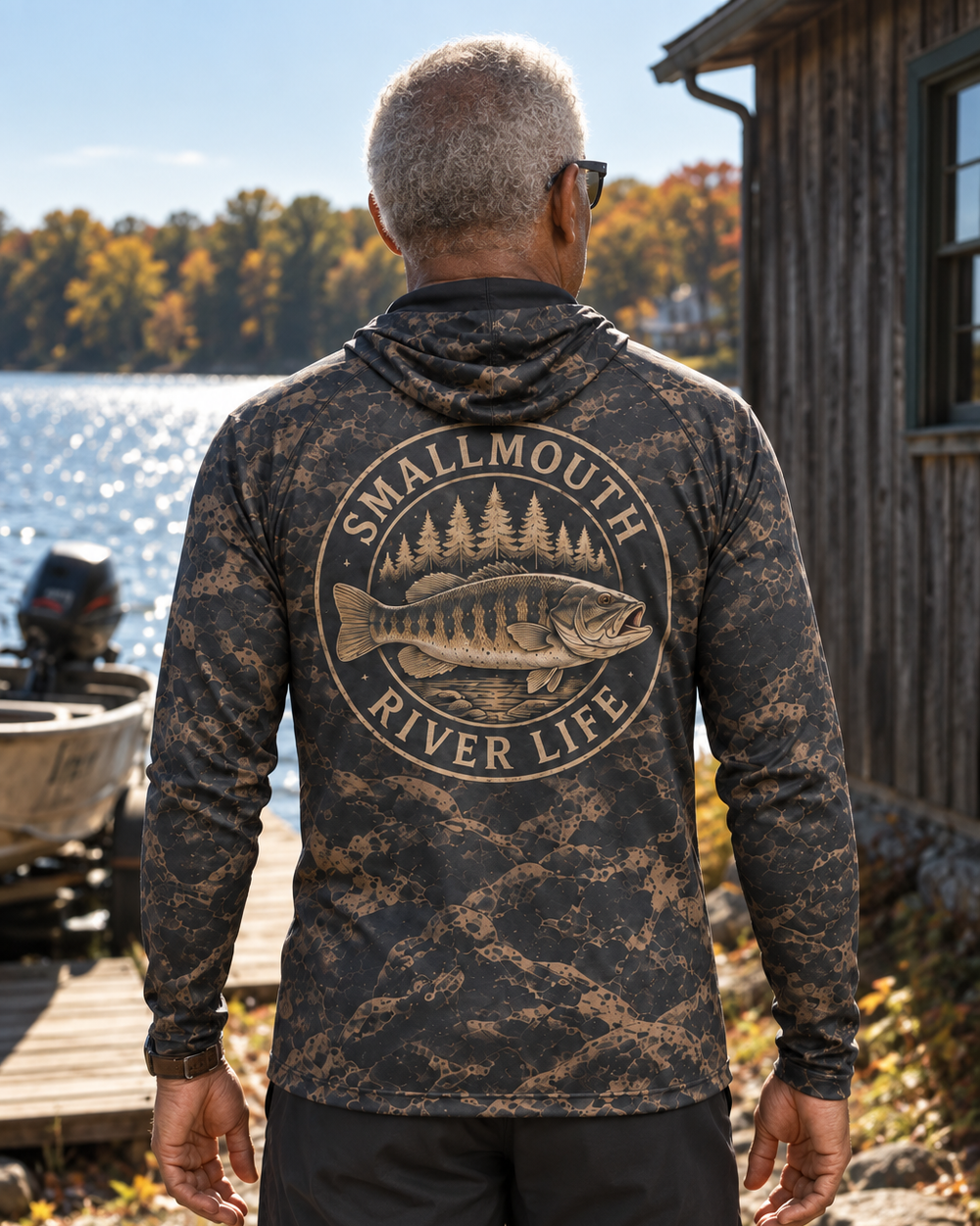 Smallmouth River Life gaiter hoodie
