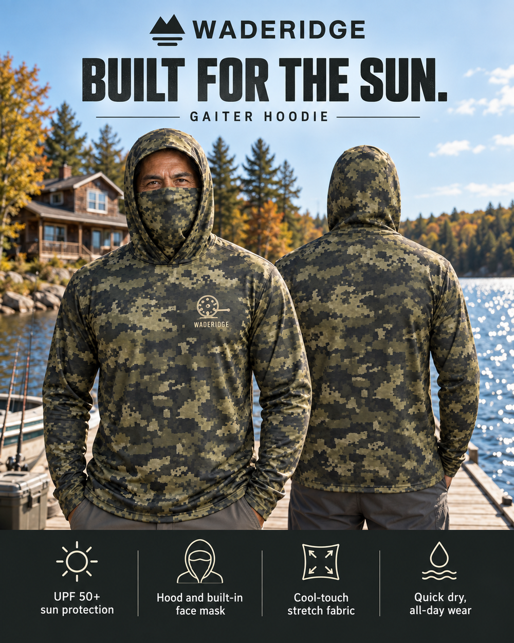 Technical Camo gaiter hoodie
