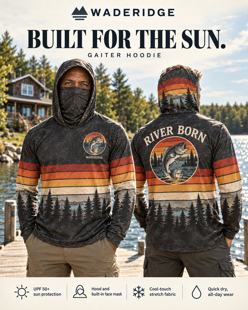 River Born gaiter hoodie