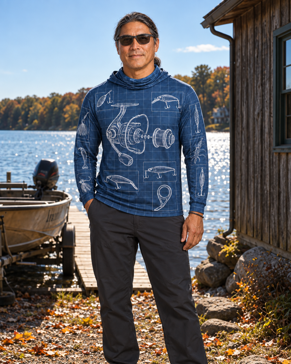 Tackle Schematic gaiter hoodie