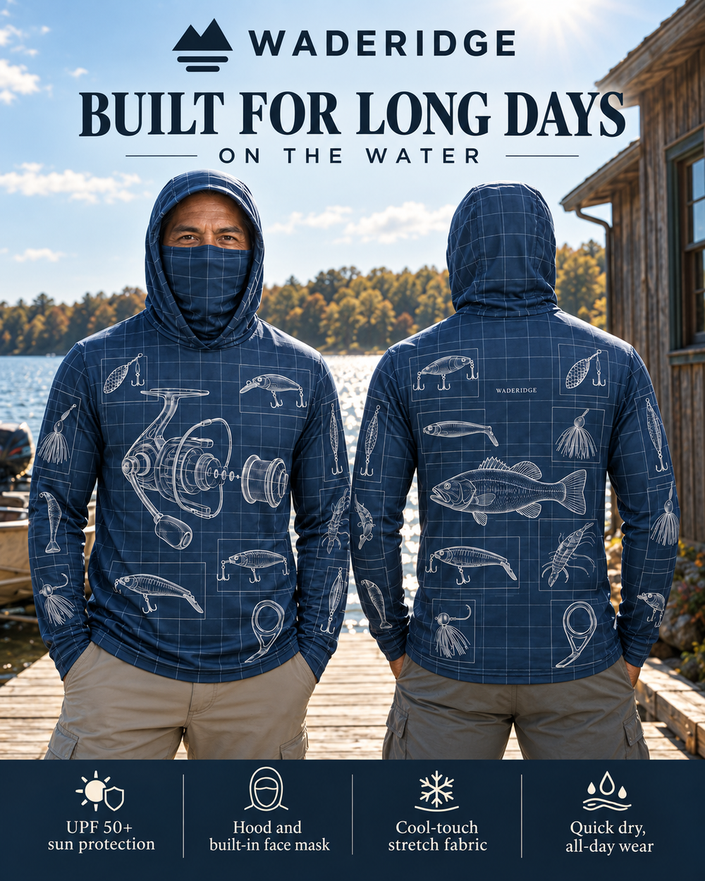 Tackle Schematic gaiter hoodie