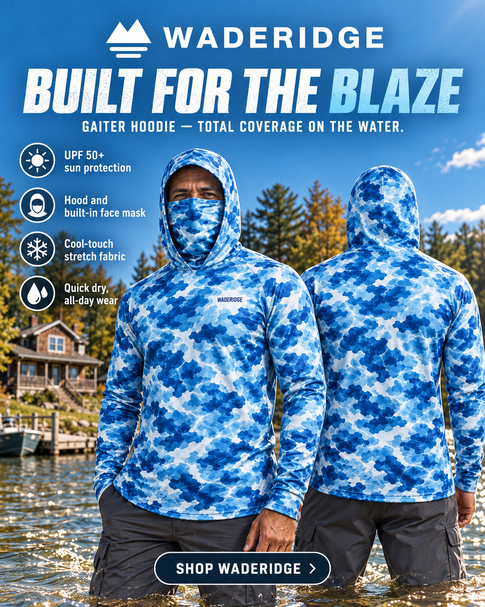 River Camo gaiter hoodie