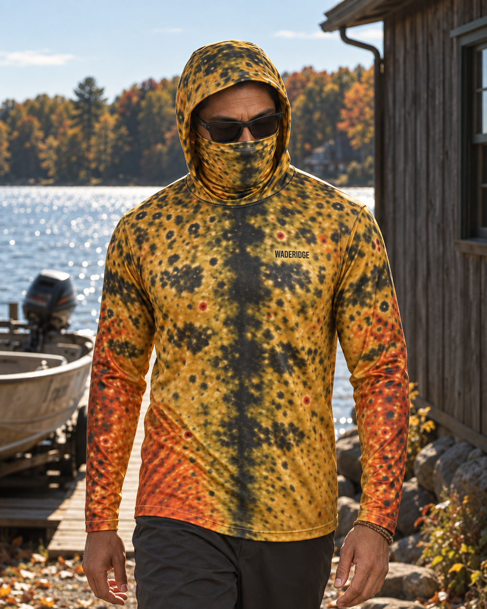 Brown Trout Gold gaiter hoodie