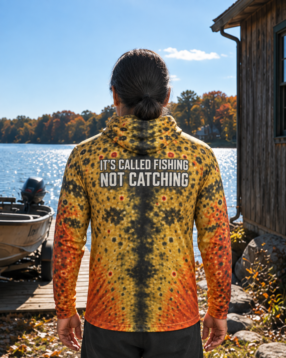 Brown Trout Gold gaiter hoodie