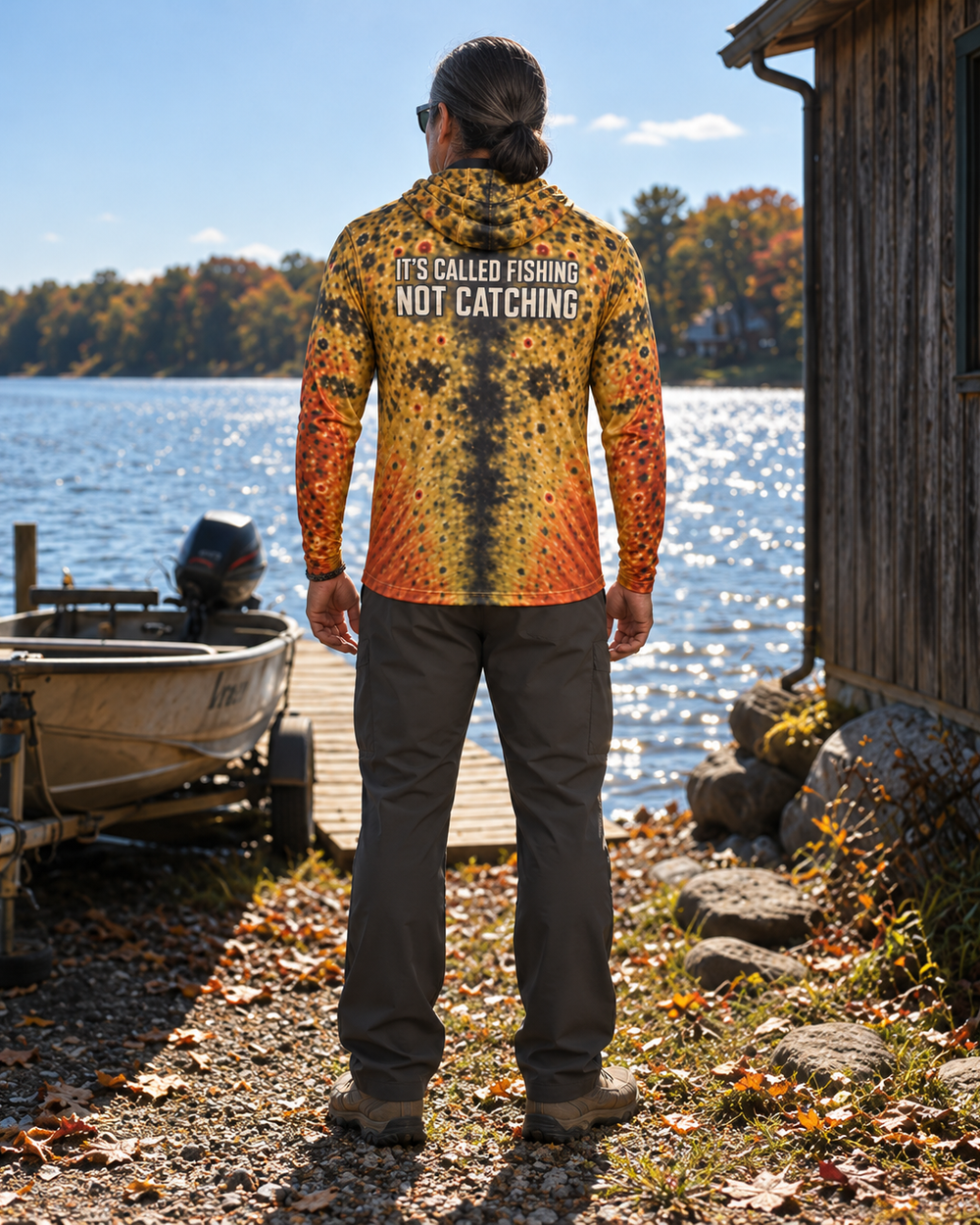 Brown Trout Gold gaiter hoodie