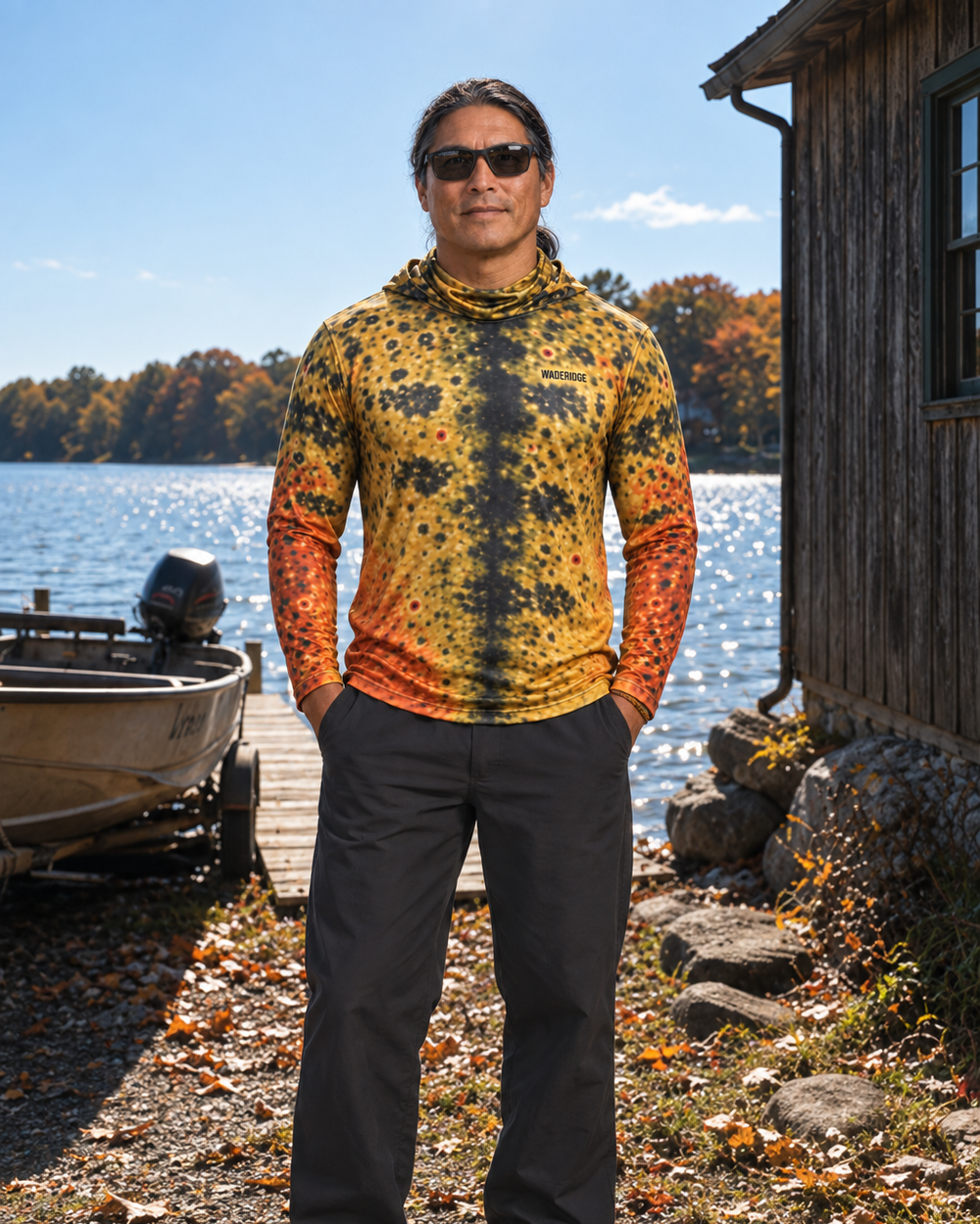 Brown Trout Gold gaiter hoodie