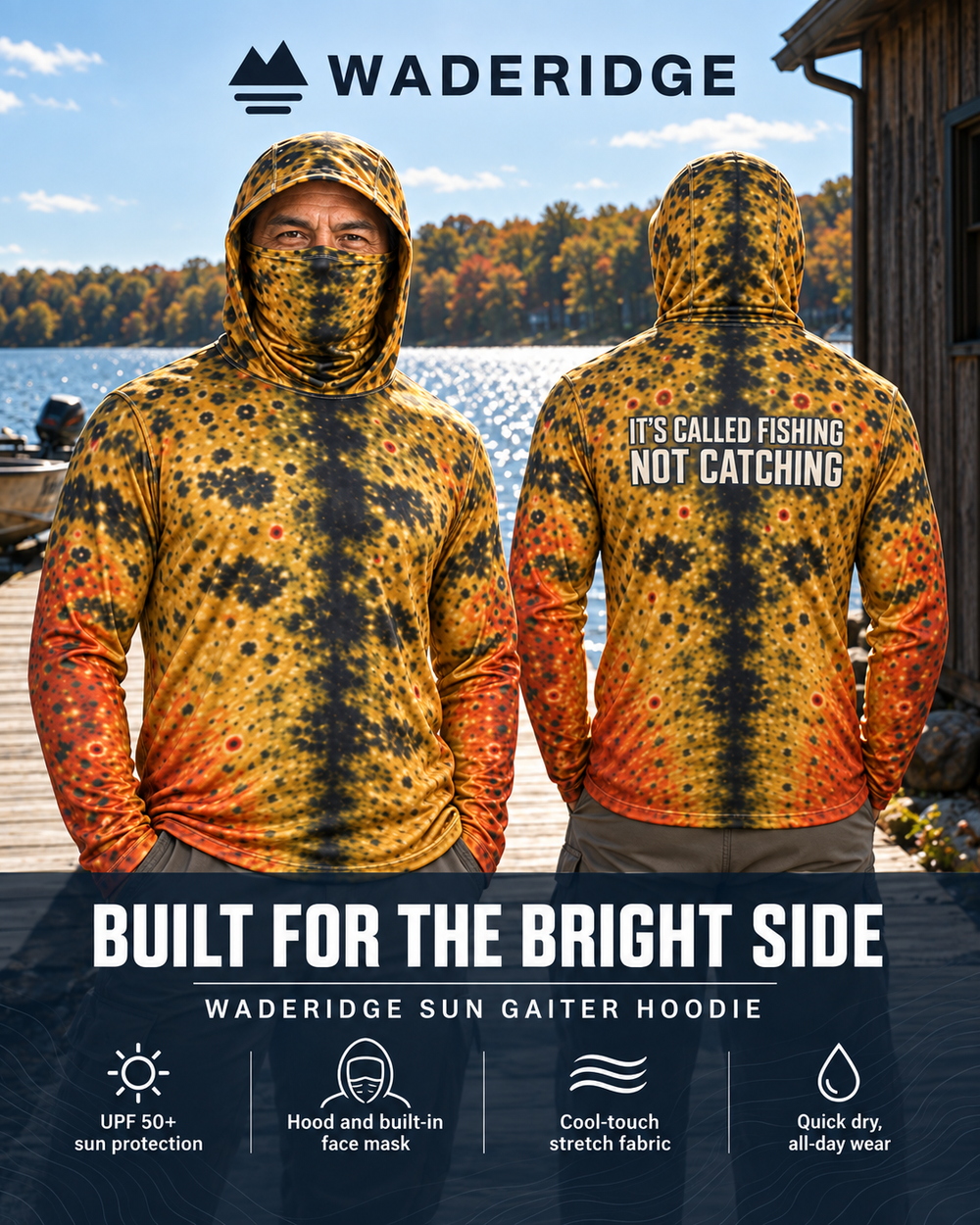 Brown Trout Gold gaiter hoodie