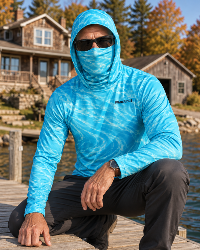 Turquoise Current gaiter hoodie