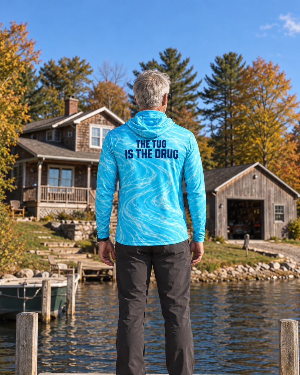 Turquoise Current gaiter hoodie