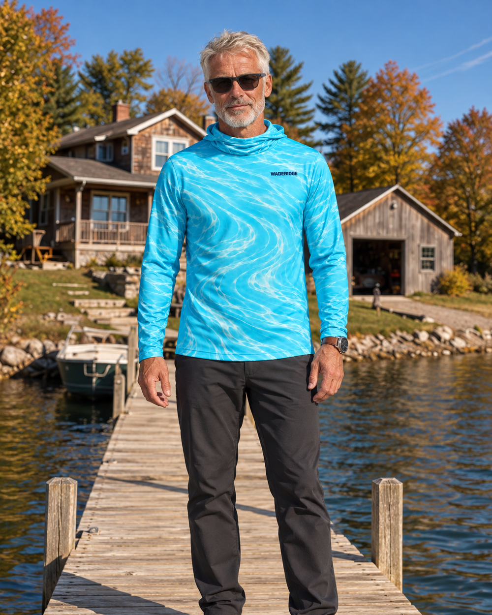 Turquoise Current gaiter hoodie
