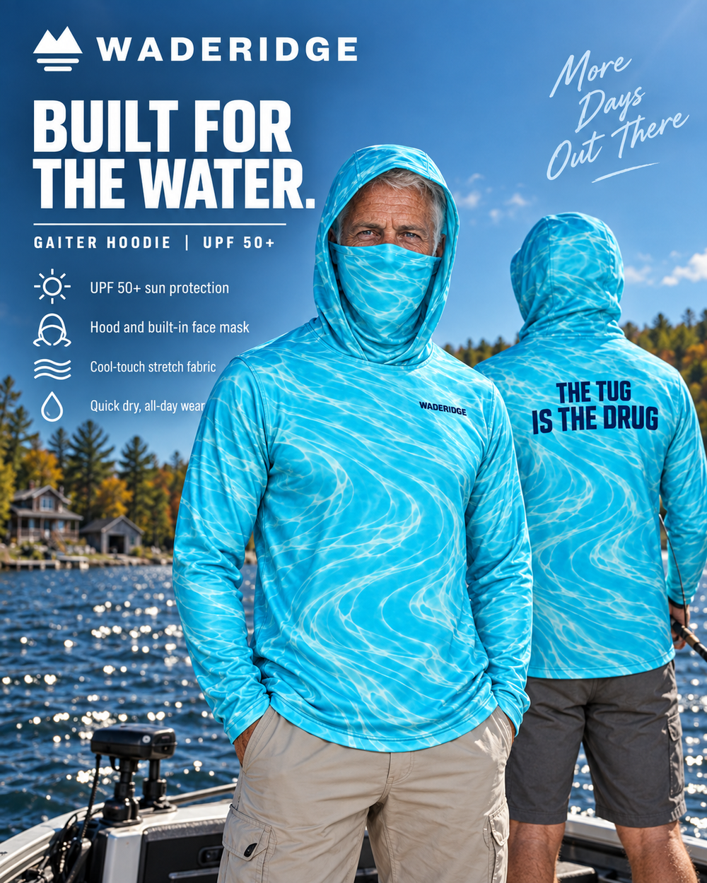 Turquoise Current gaiter hoodie