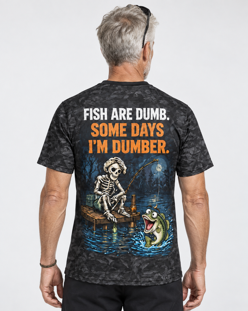 Fish Are Dumb Skeleton performance tee