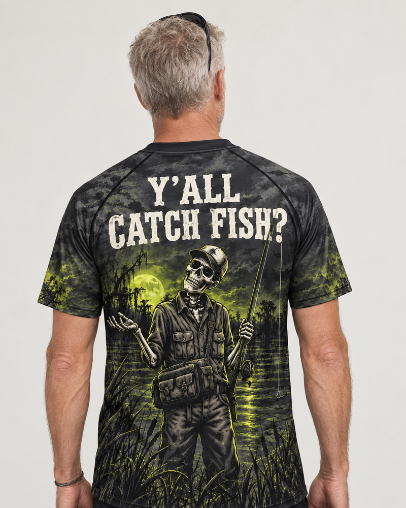 Y'all Catch Fish Skeleton performance tee