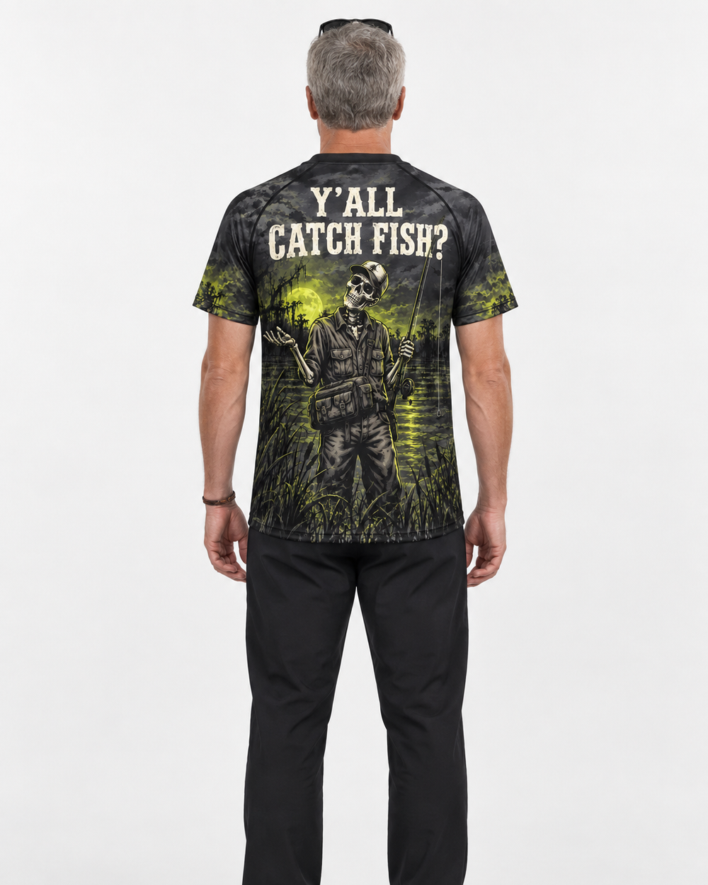 Y'all Catch Fish Skeleton performance tee