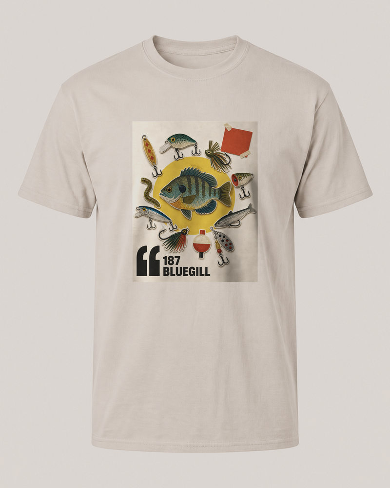 187 Bluegill tee — sand, front