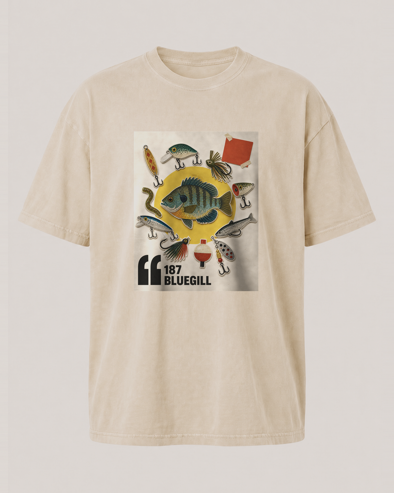 187 Bluegill washed tee — washed bone, front