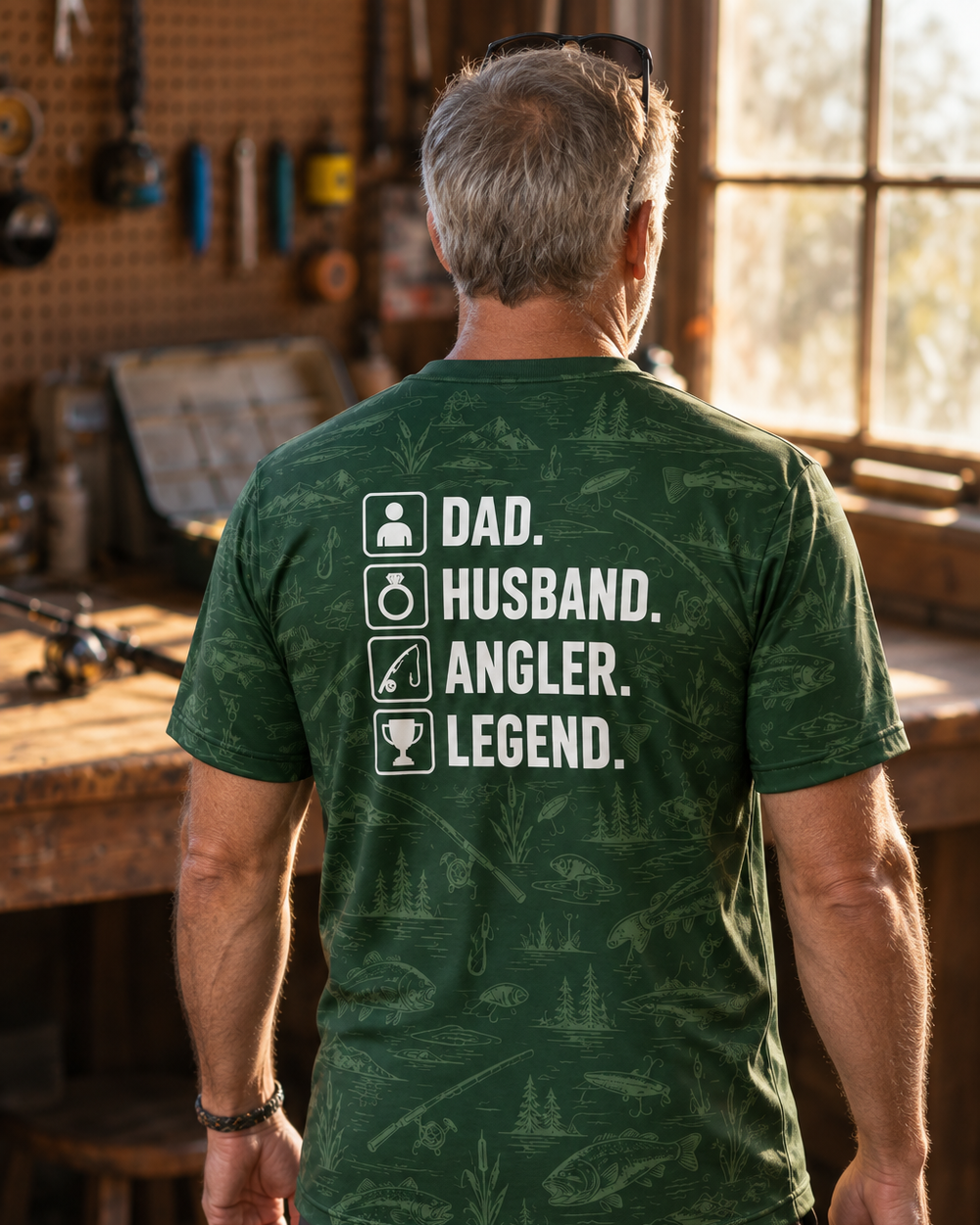Dad Husband Angler Legend Icons performance tee