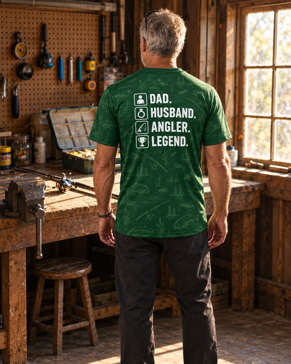 Dad Husband Angler Legend Icons performance tee