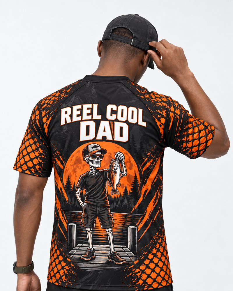 Skeleton Dad on the Dock performance tee