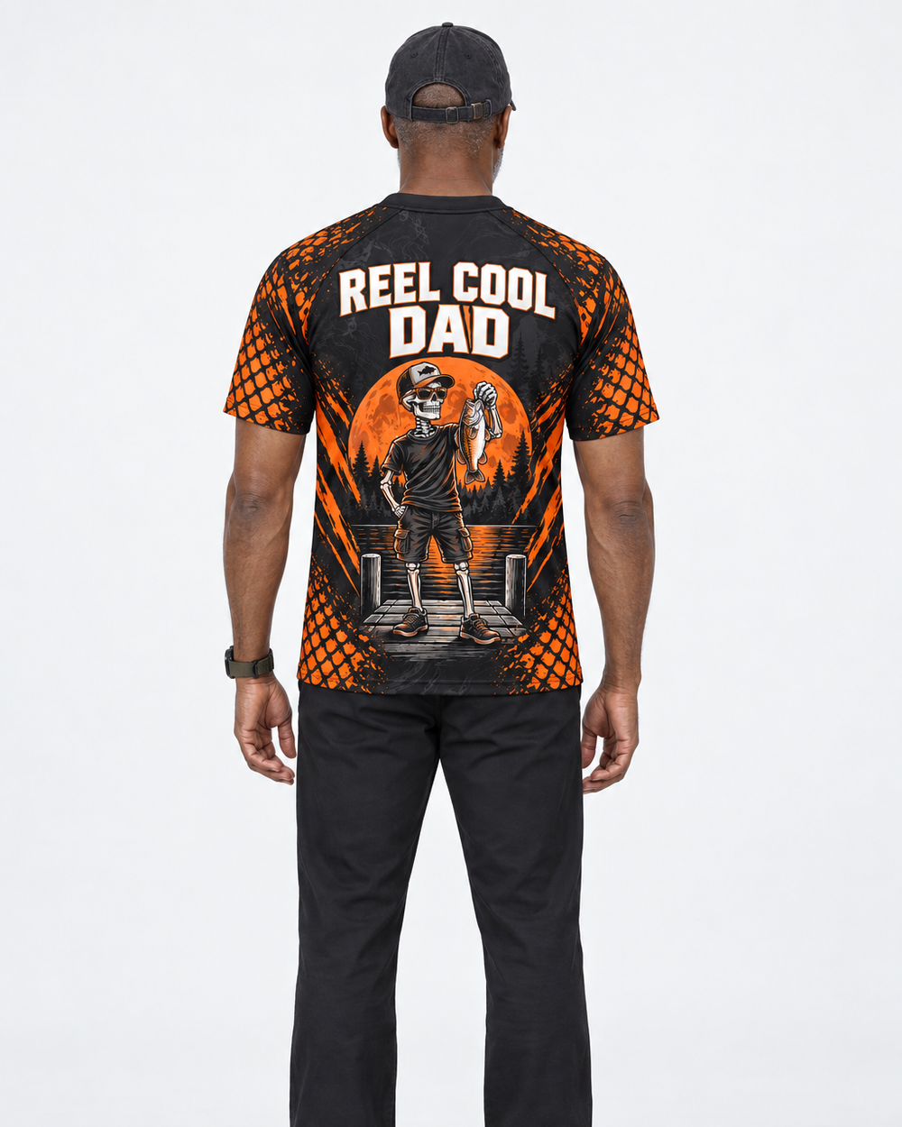Skeleton Dad on the Dock performance tee