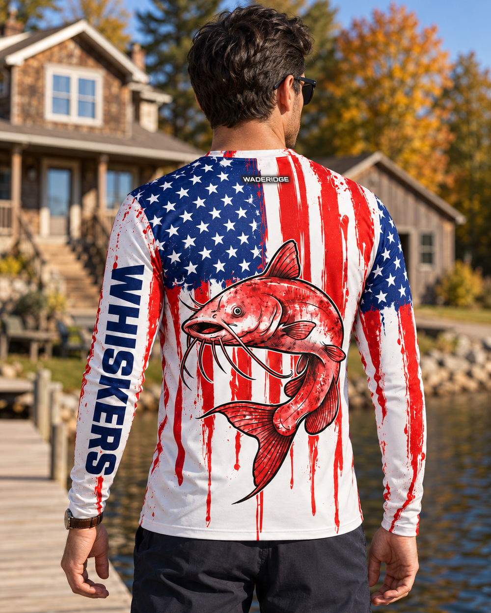 Whiskers Flag long sleeve sun shirt