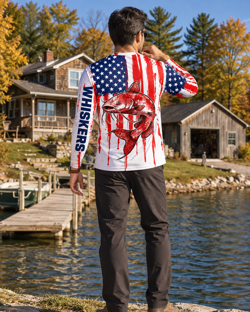 Whiskers Flag long sleeve sun shirt