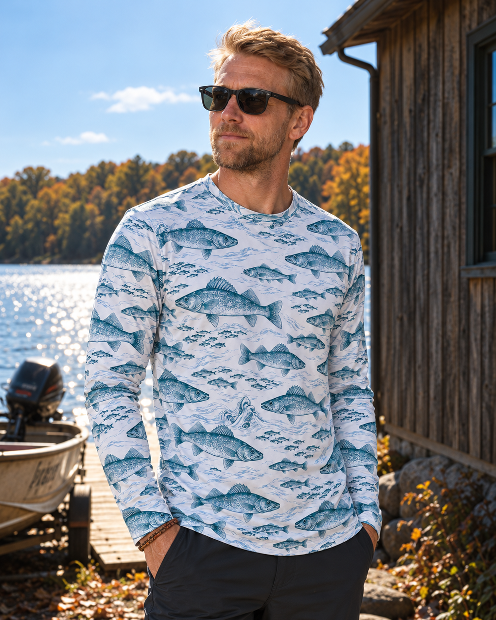 Walleye and Shiners long sleeve sun shirt