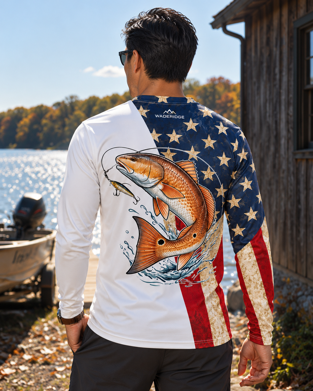 Redfish Stars and Stripes long sleeve sun shirt