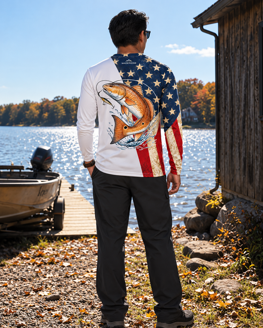 Redfish Stars and Stripes long sleeve sun shirt