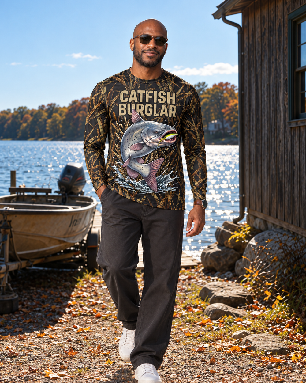 Catfish Burglar Camo long sleeve sun shirt
