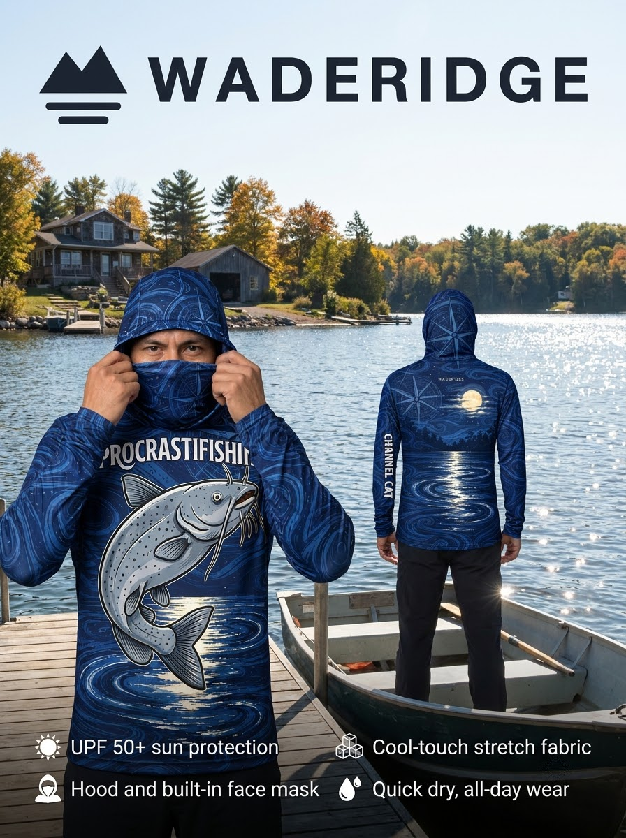 Procrastifishing Channel Cat gaiter hoodie