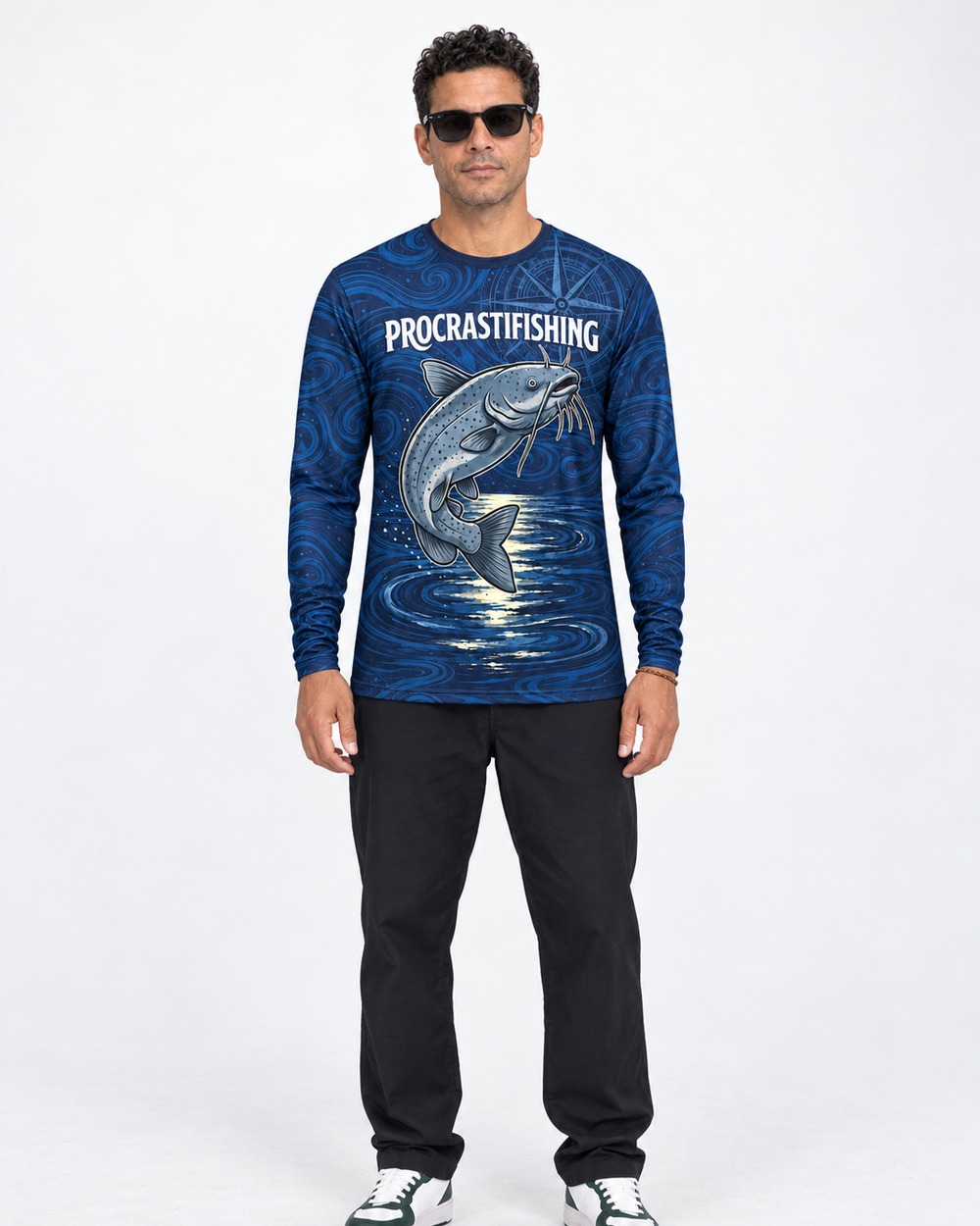 Procrastifishing Channel Cat long sleeve sun shirt
