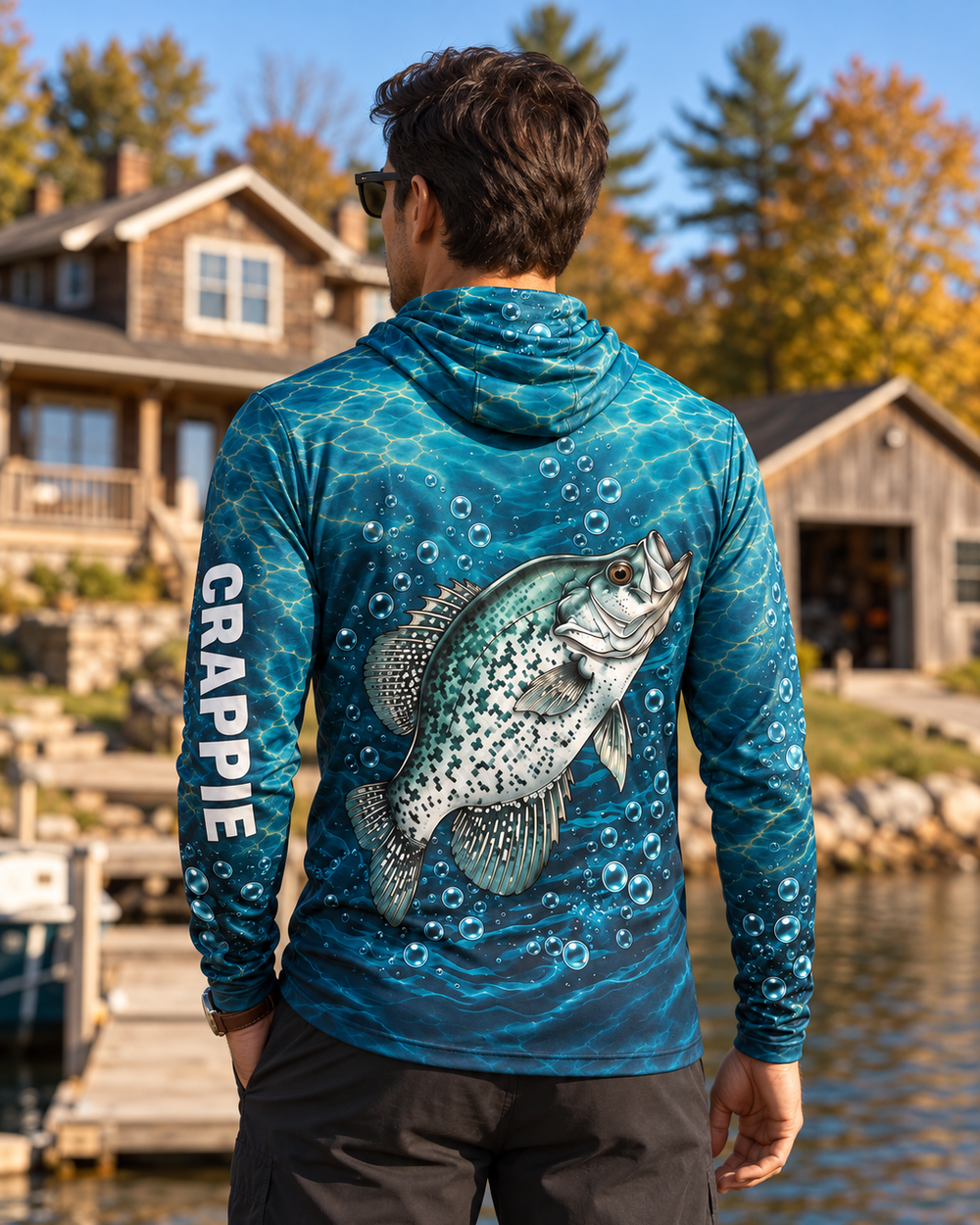 Three People Crappie gaiter hoodie