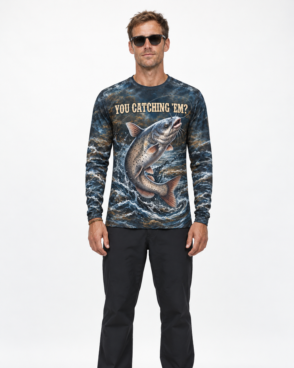 Catching 'Em Channel Cat long sleeve sun shirt