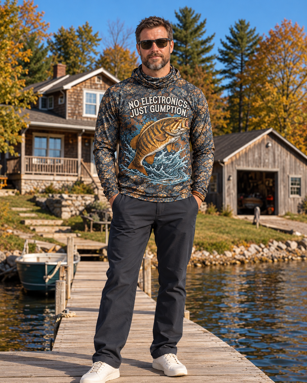 Gumption Smallmouth Camo gaiter hoodie