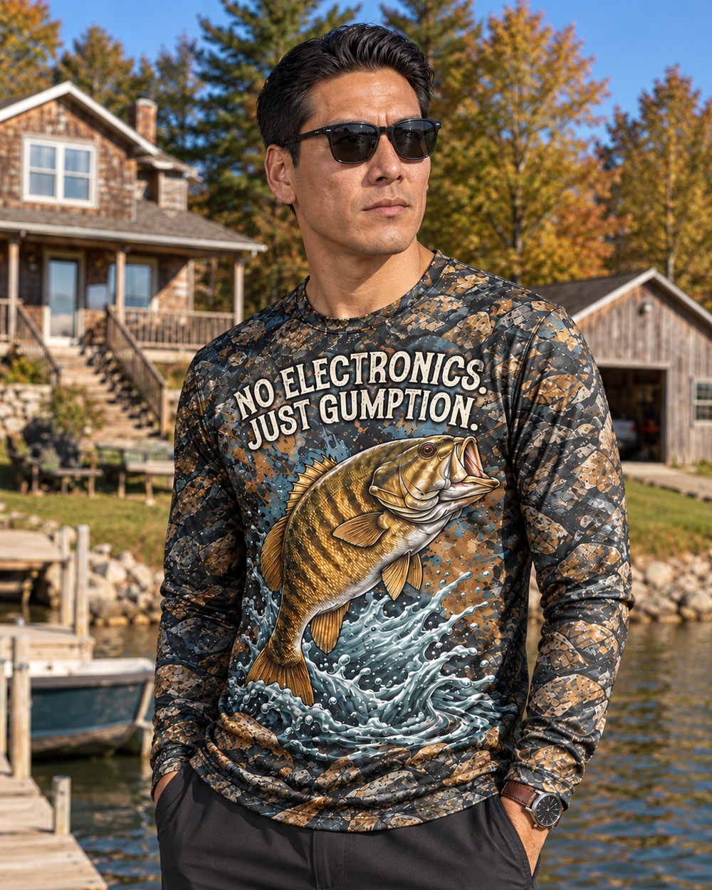 Gumption Smallmouth Camo long sleeve sun shirt