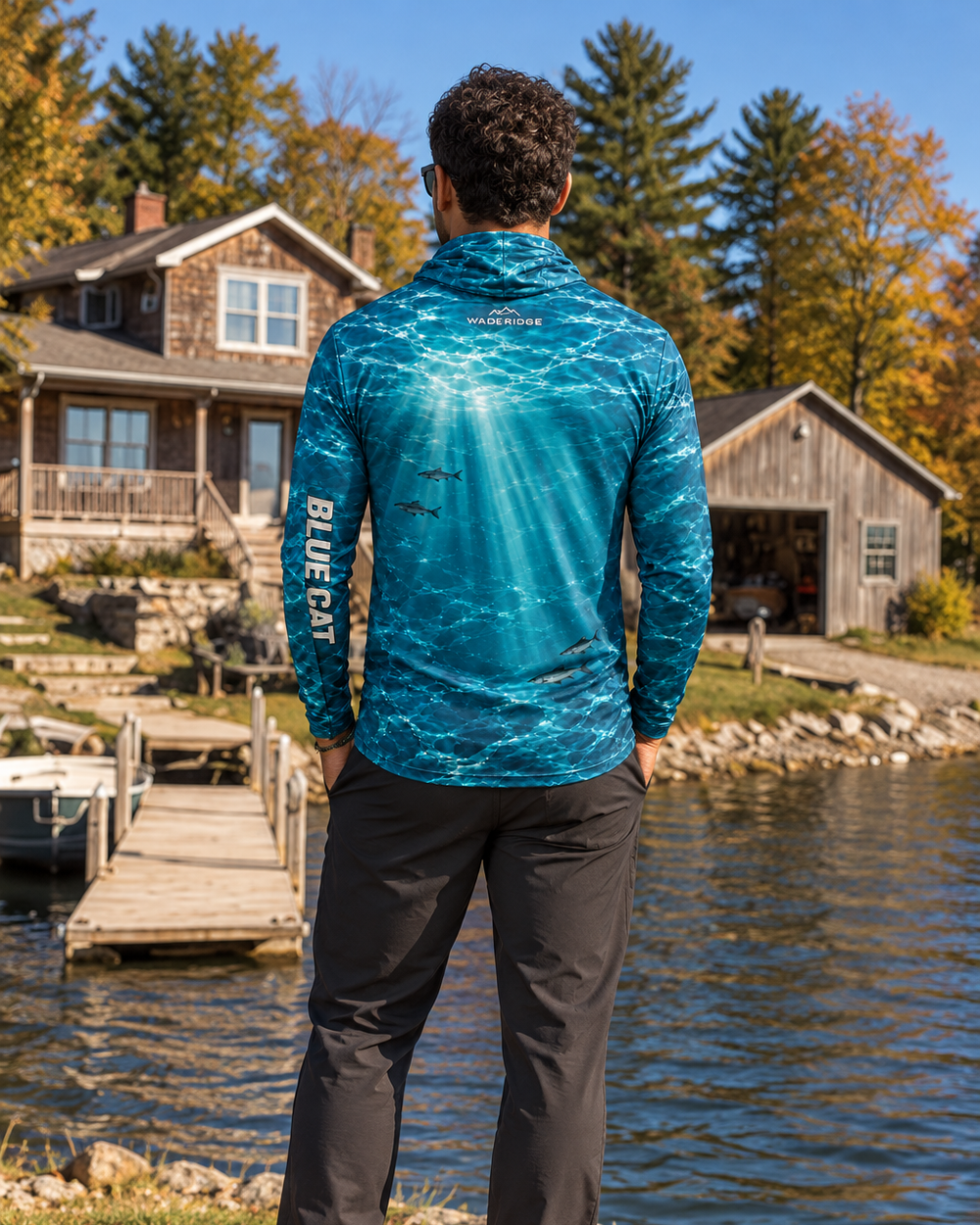 Bad Day Fishing Blue Cat gaiter hoodie