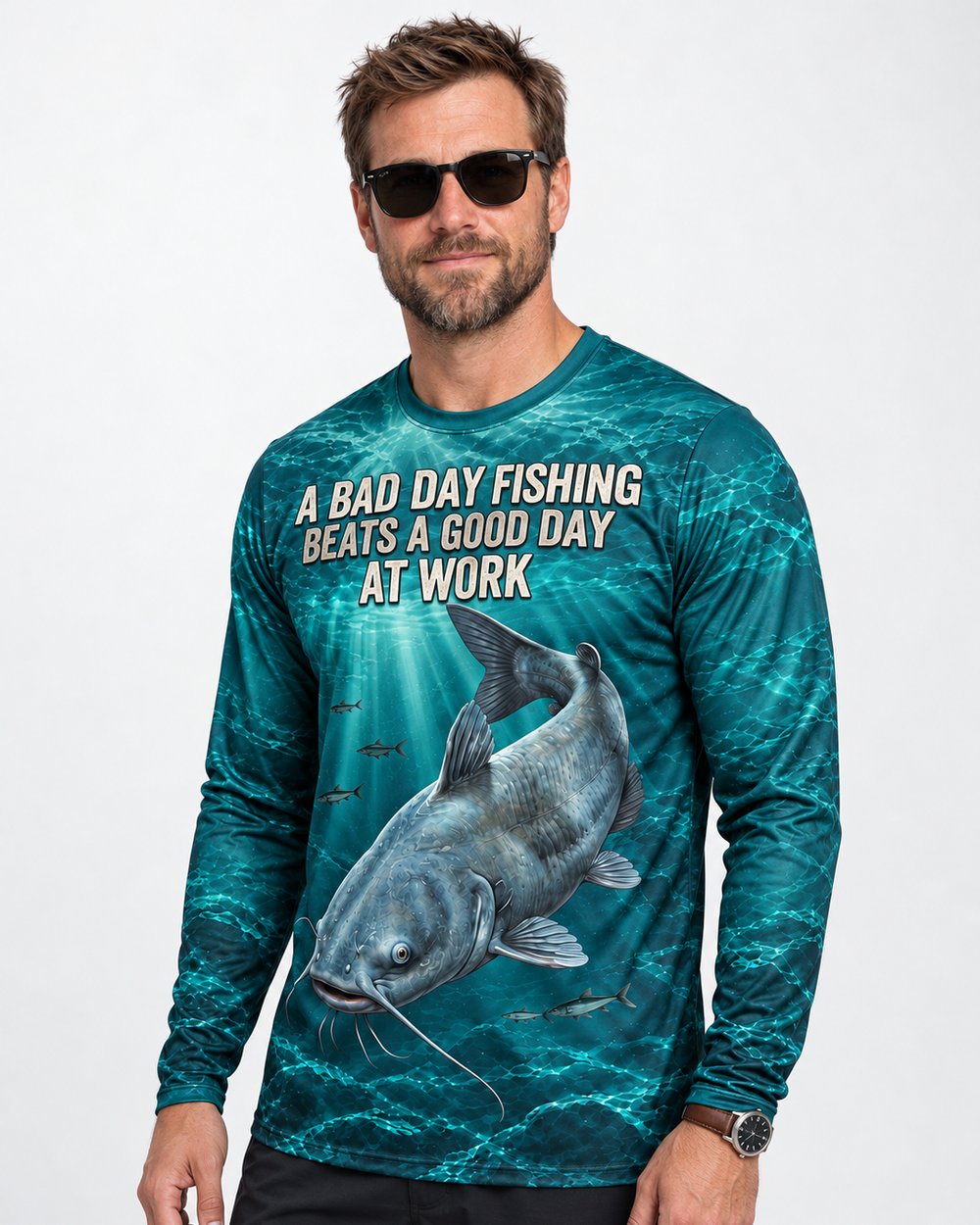 Bad Day Fishing Blue Cat long sleeve sun shirt