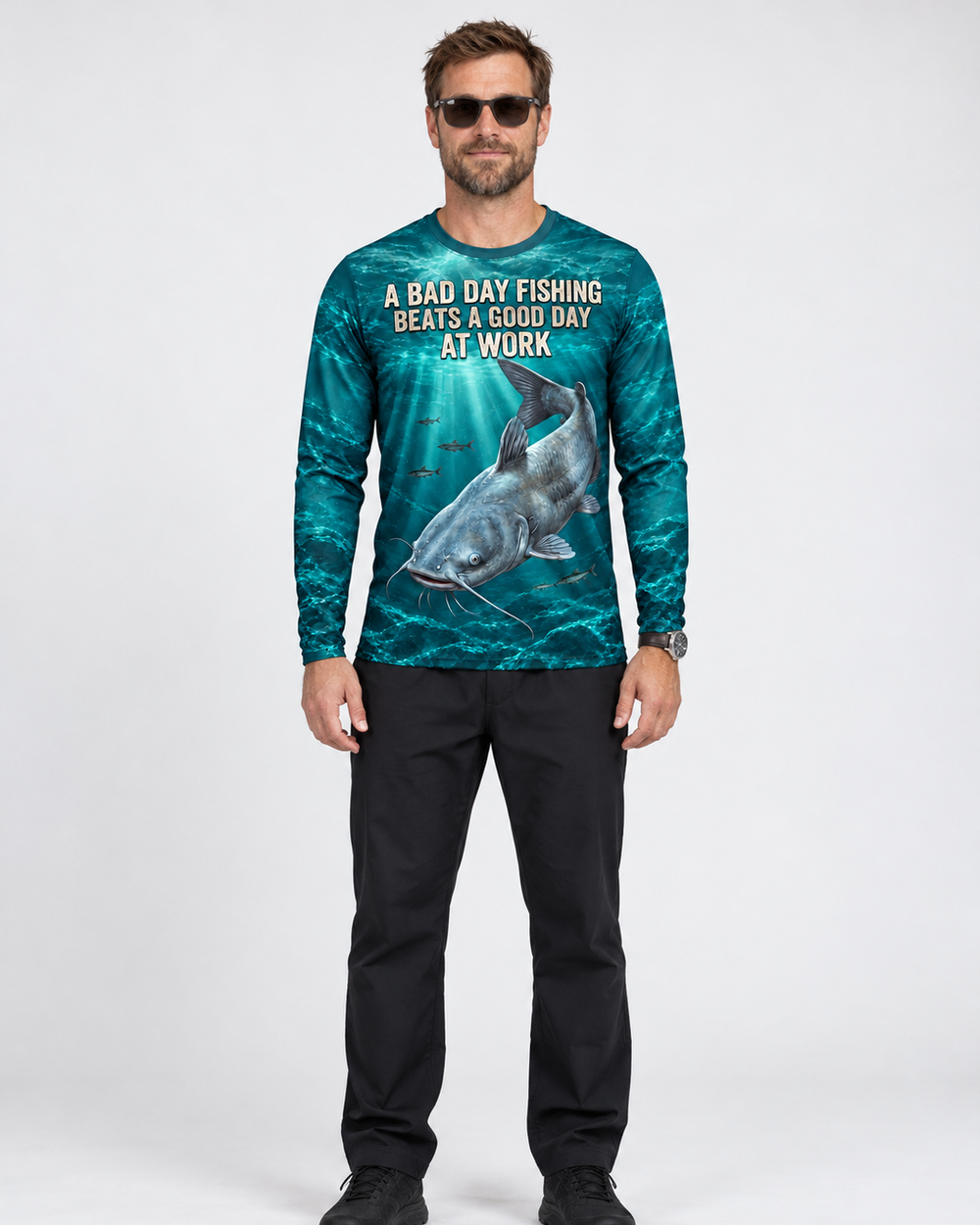 Bad Day Fishing Blue Cat long sleeve sun shirt