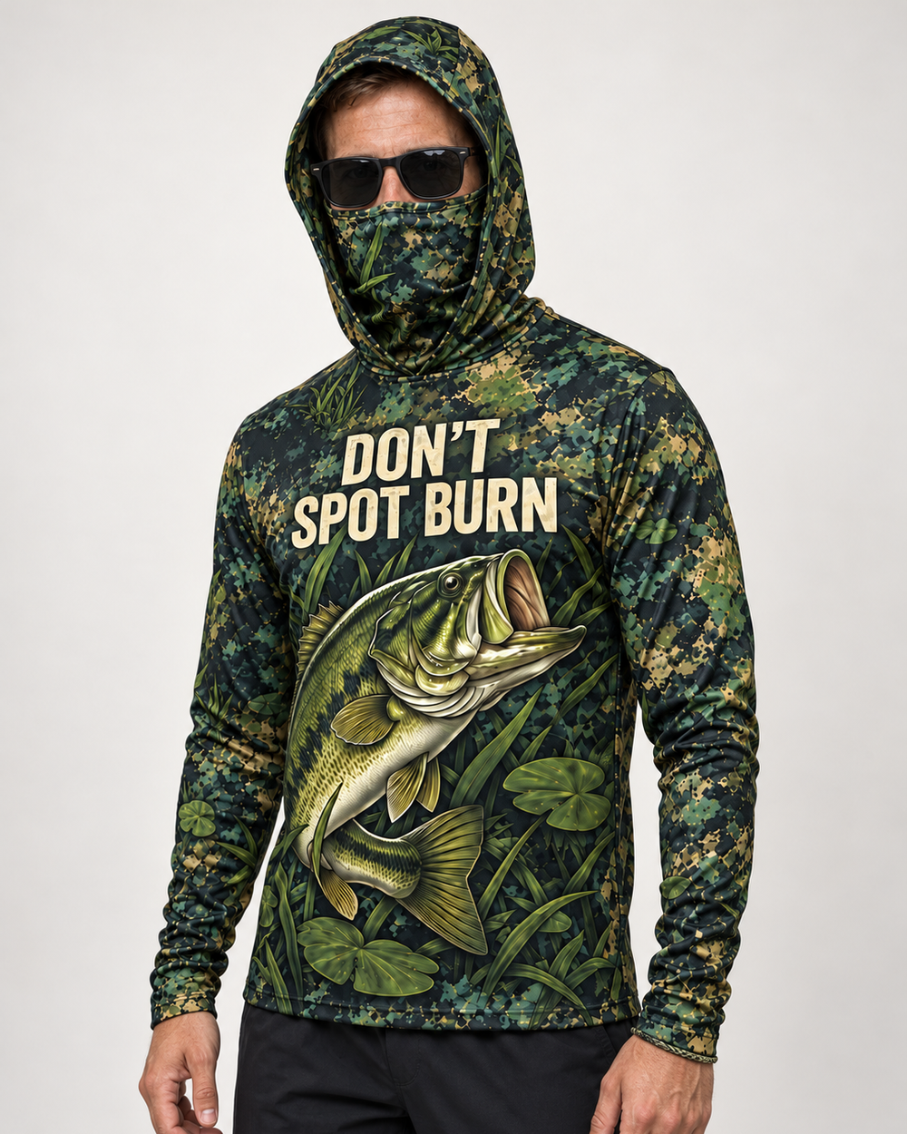 Spot Burn Largemouth Camo gaiter hoodie