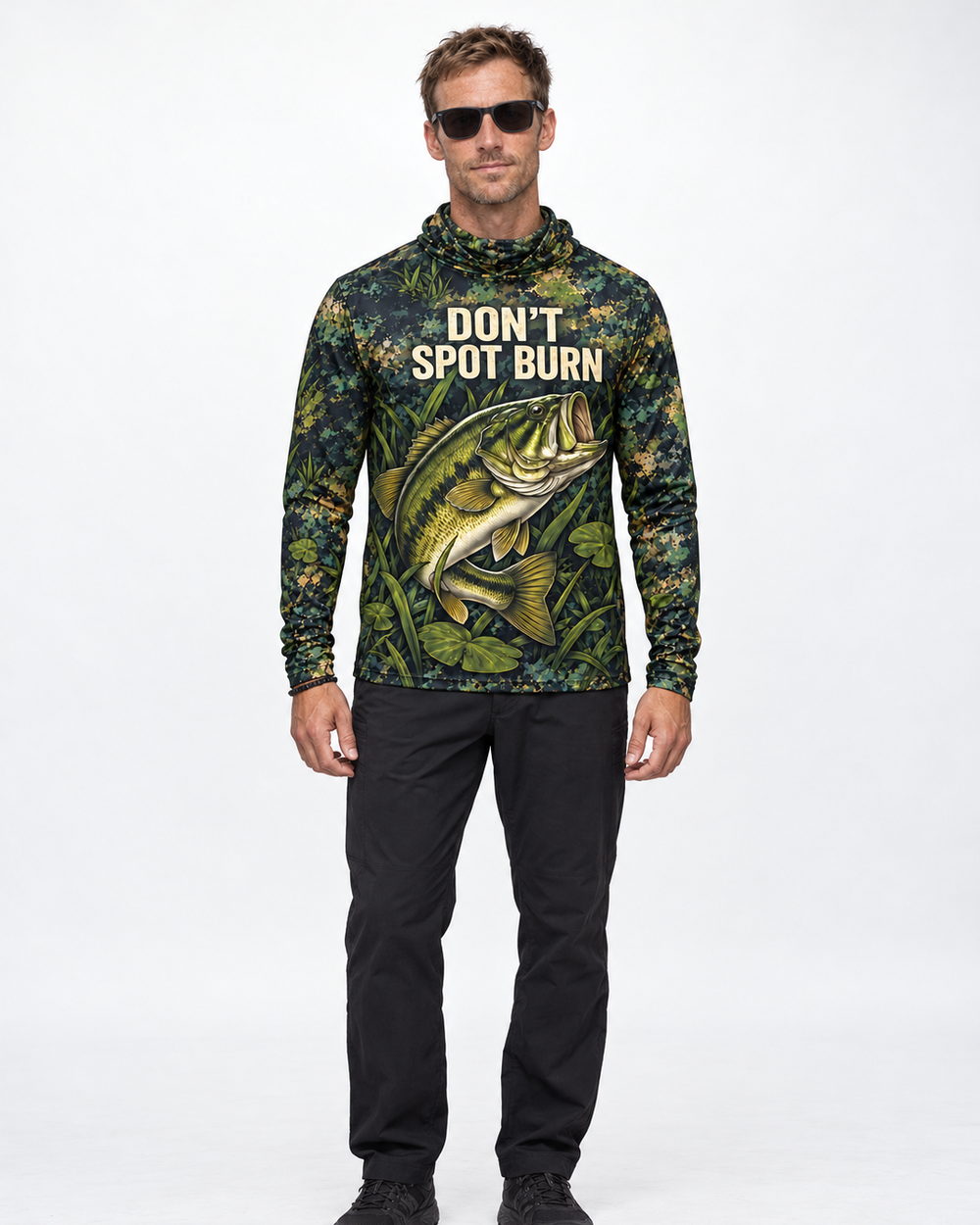Spot Burn Largemouth Camo gaiter hoodie