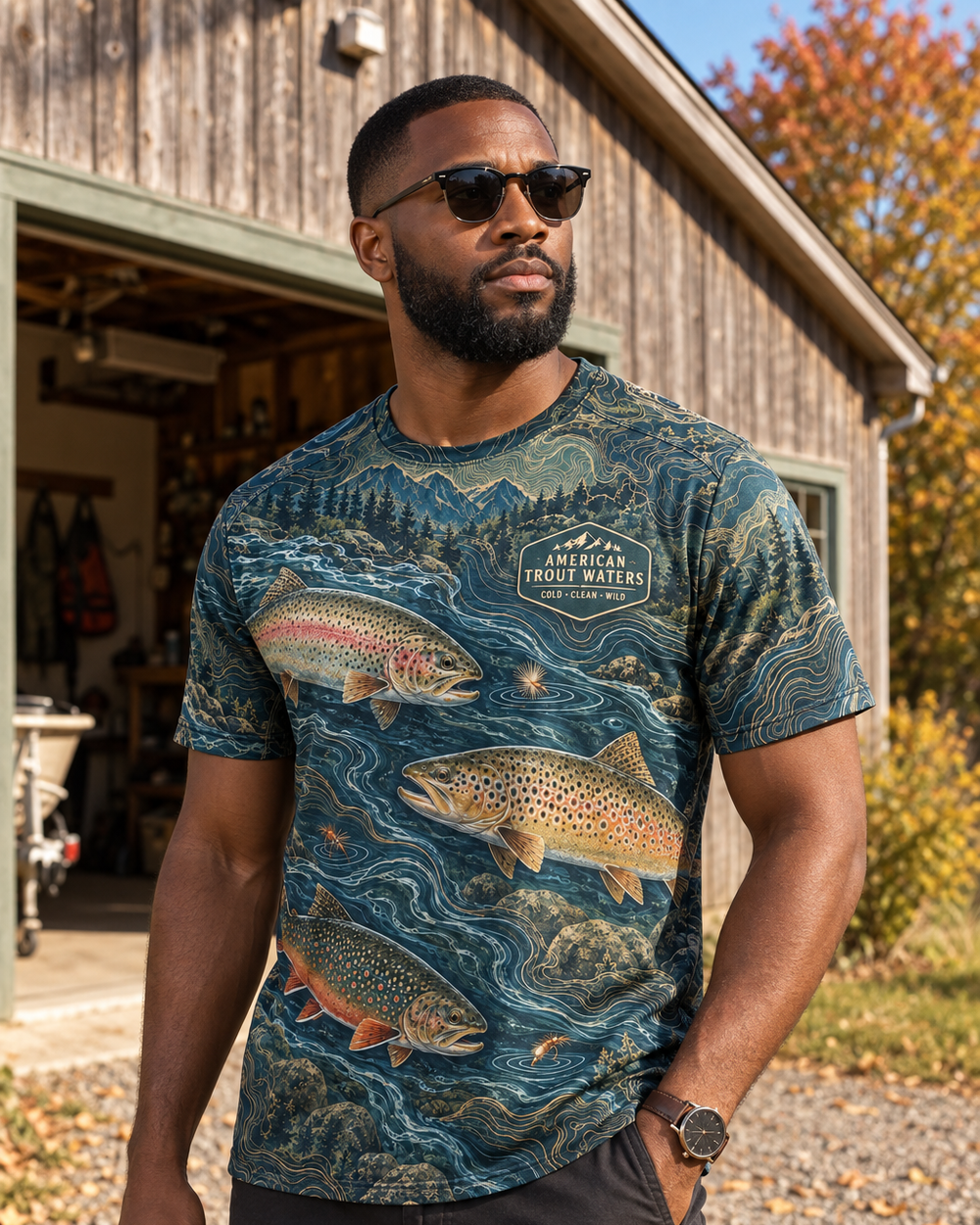 American Trout Waters performance tee