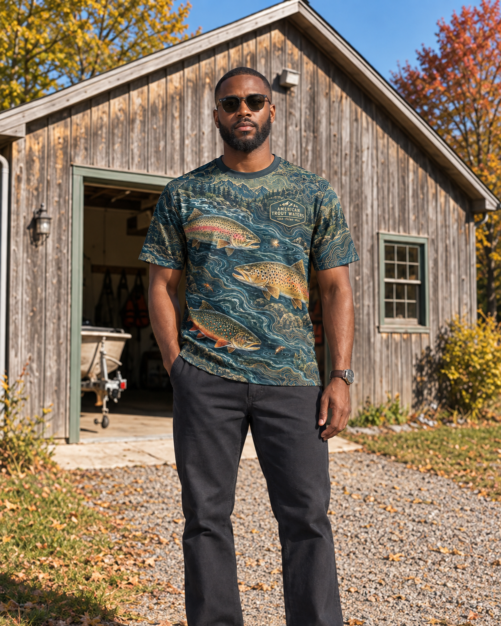 American Trout Waters performance tee