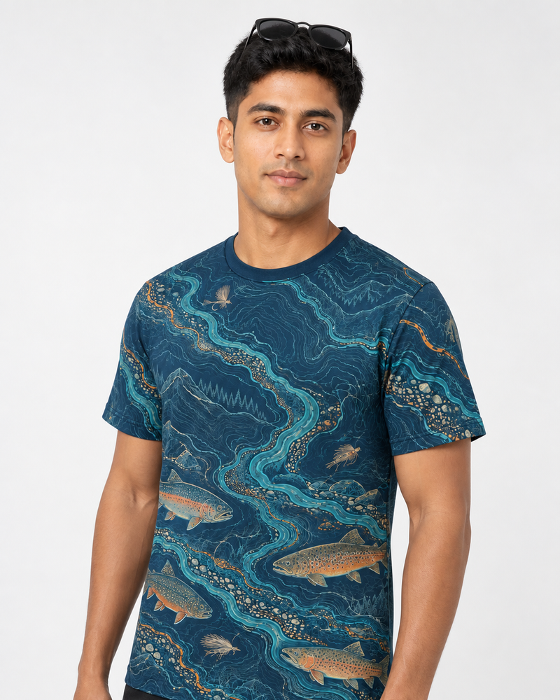 Fly River Map performance tee