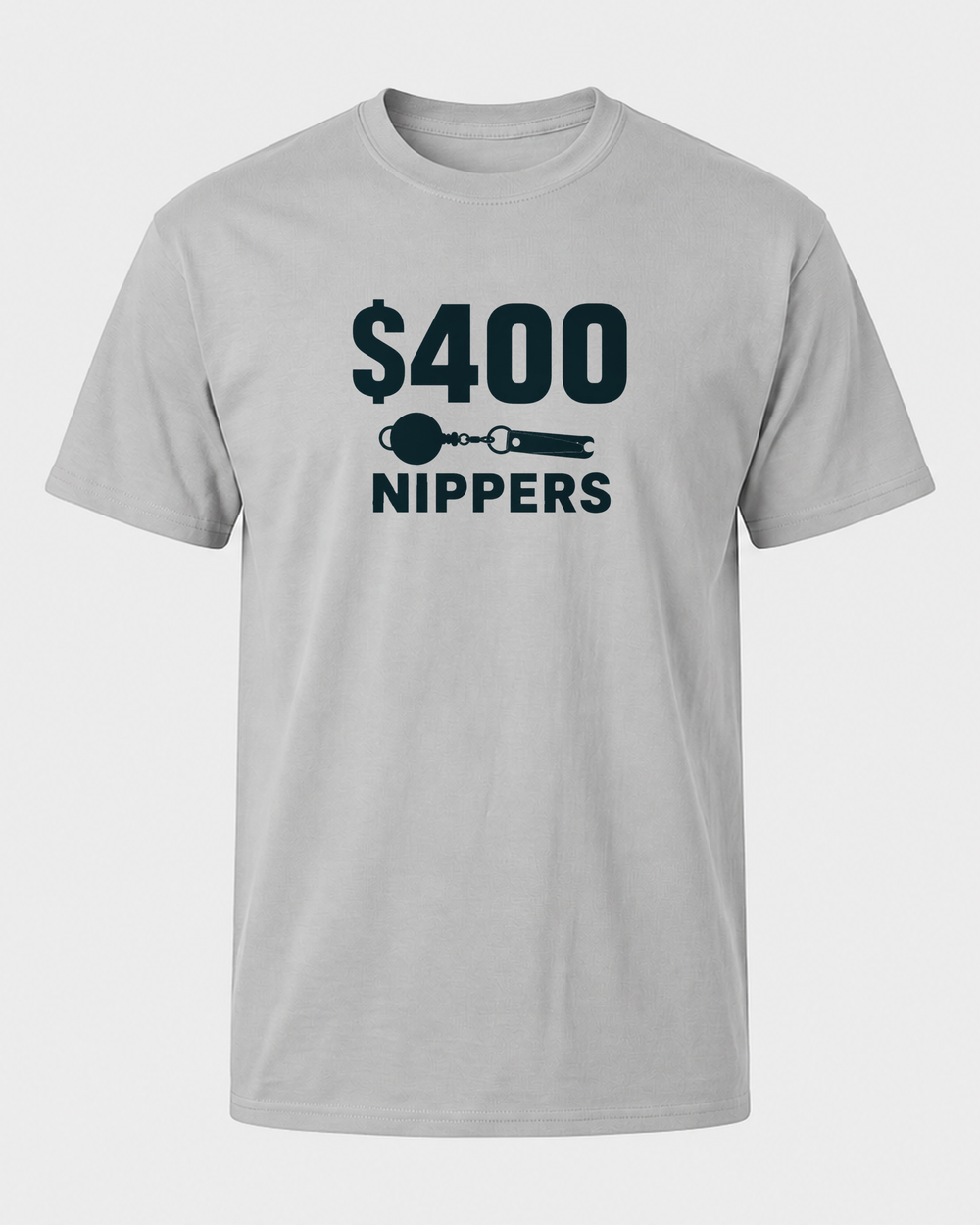 $400 Nippers Bold tee — sports grey, front