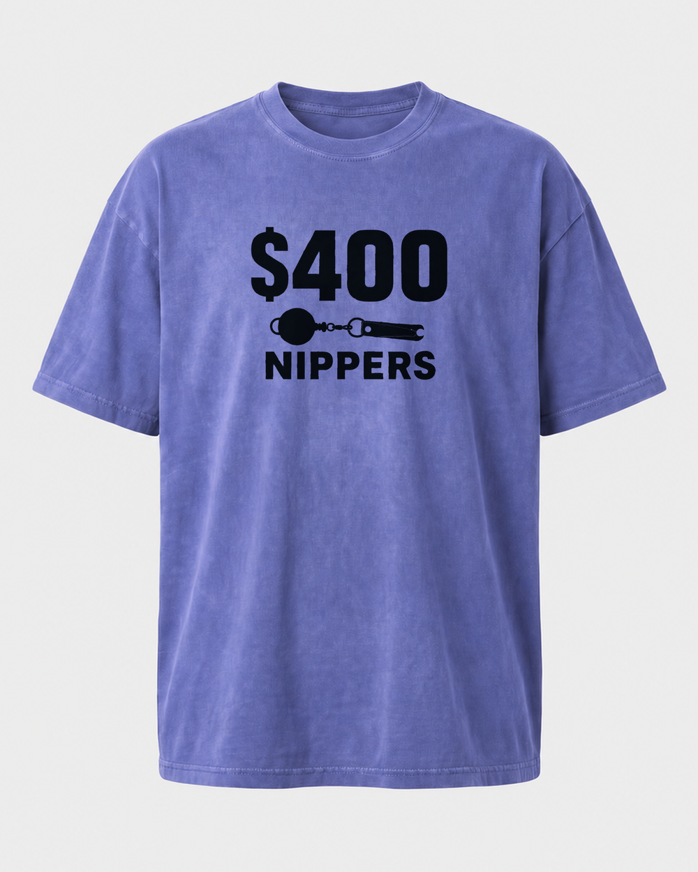 $400 Nippers Bold washed tee — washed blue, front